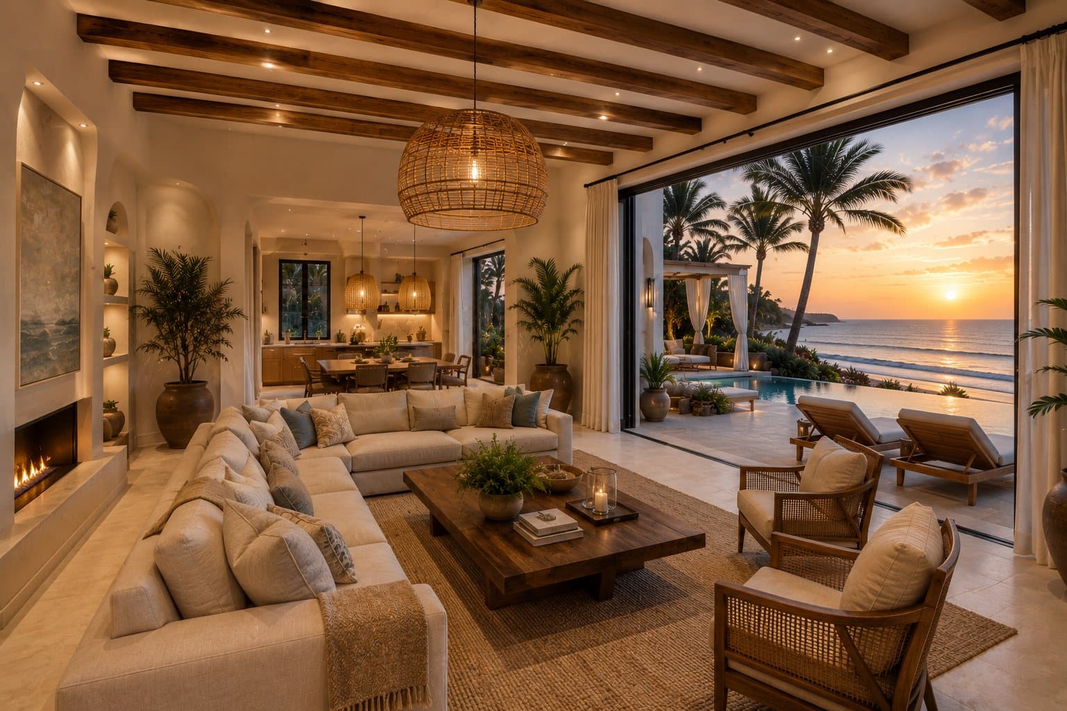 Light-filled living room with terrace connection