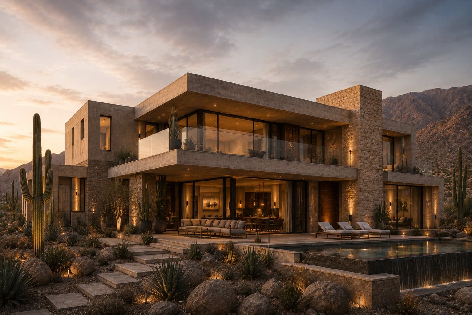 Infinity-style pool against the desert landscape