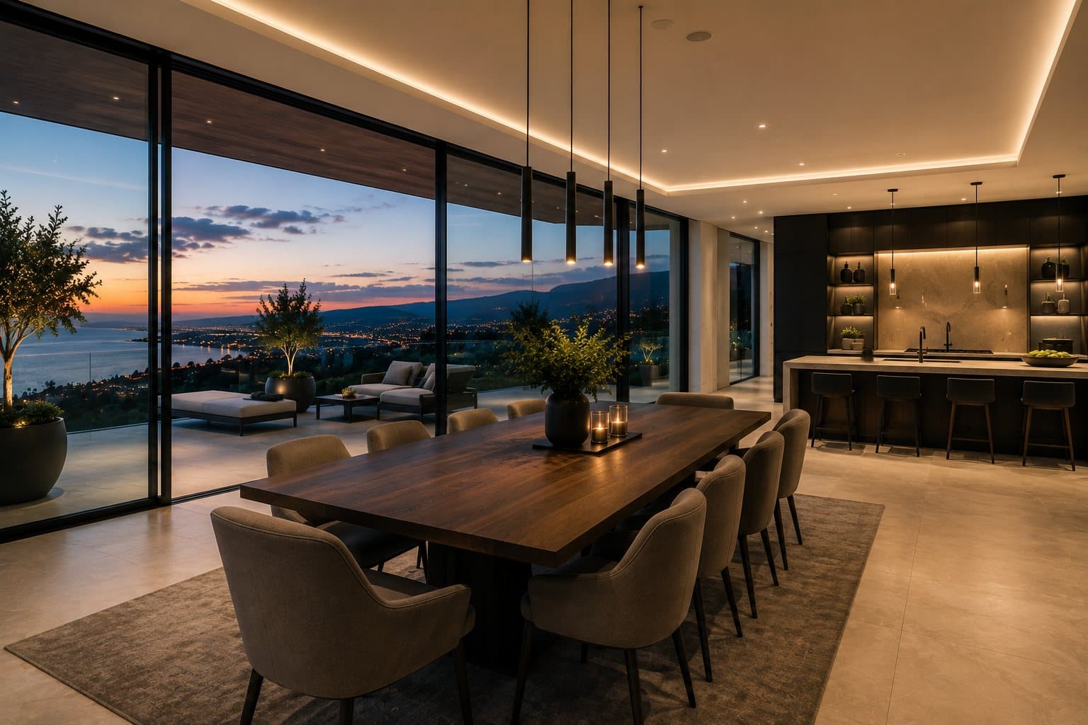 Dining zone positioned for long views