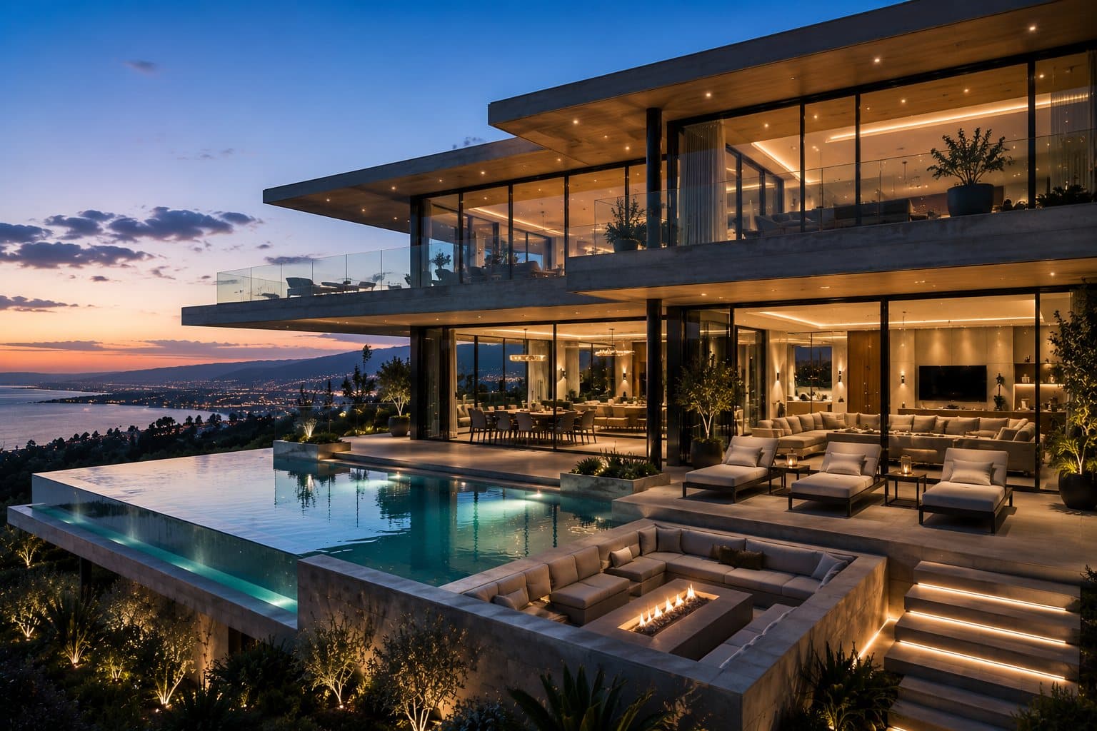 Glassline Residence night exterior