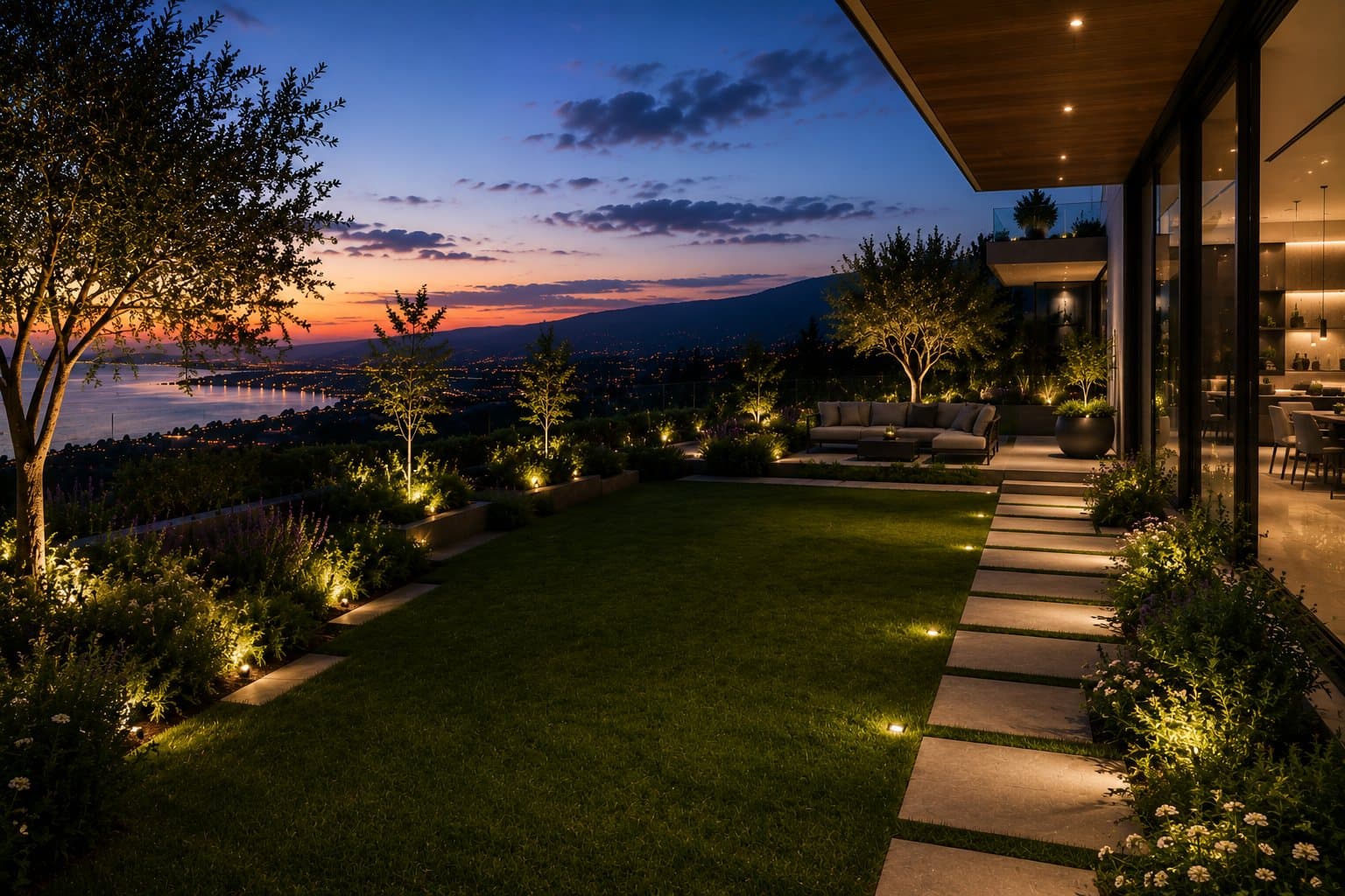 Layered contemporary landscaping