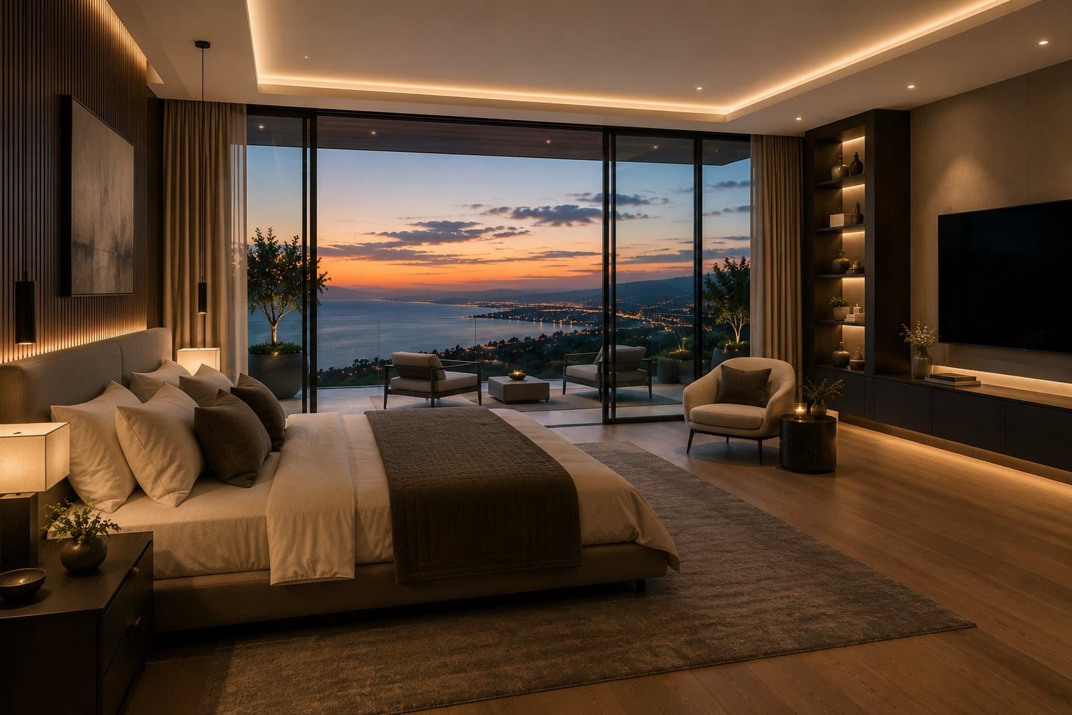 Primary suite with expansive glazing