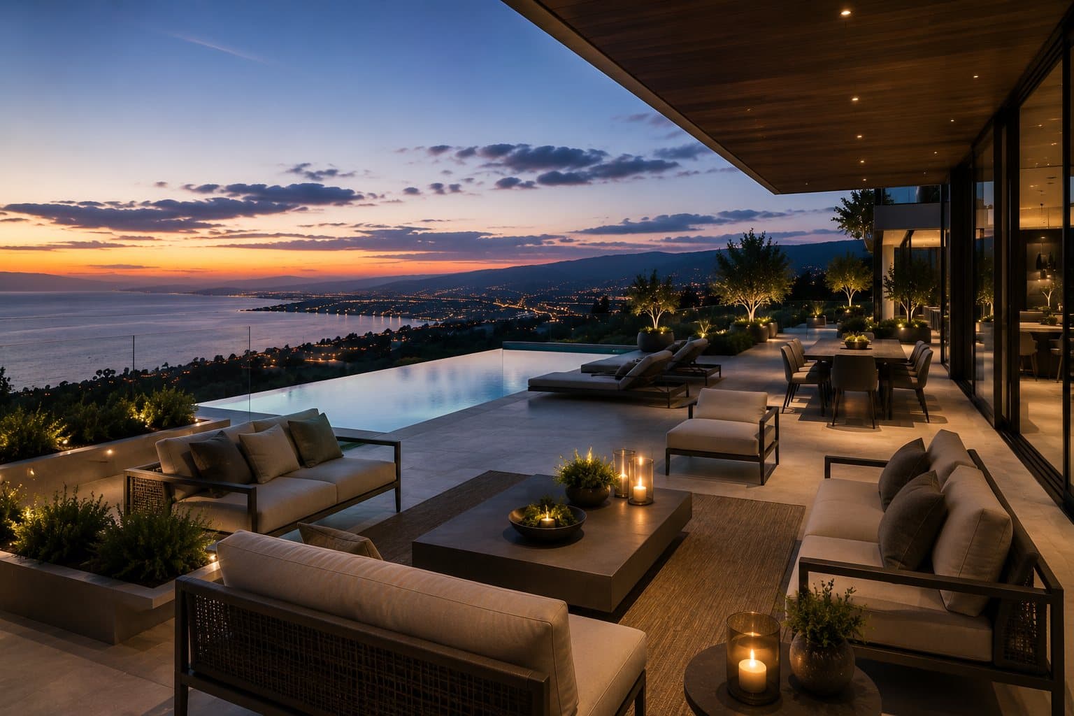 Outdoor lounge and dining terrace