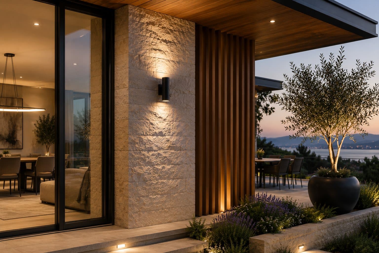 Architectural detail — entrance and lighting