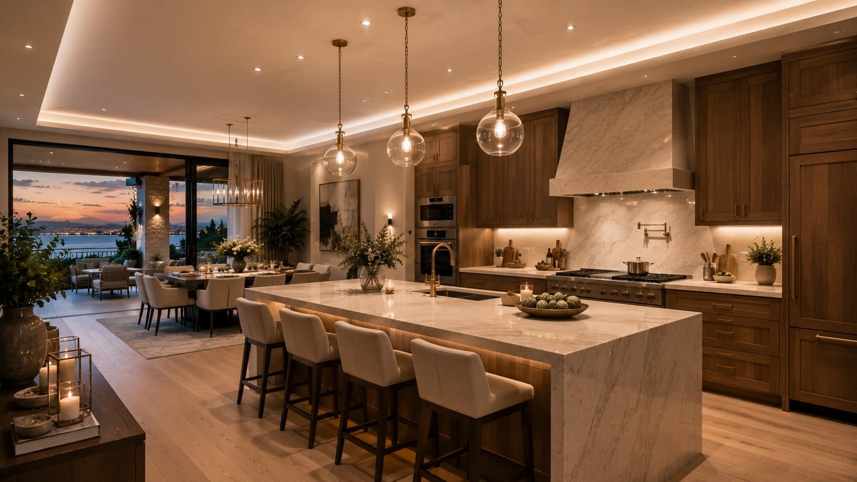 Contemporary luxury kitchen with stone island