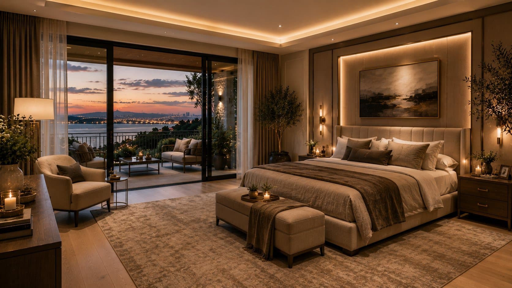 Master bedroom with panoramic window