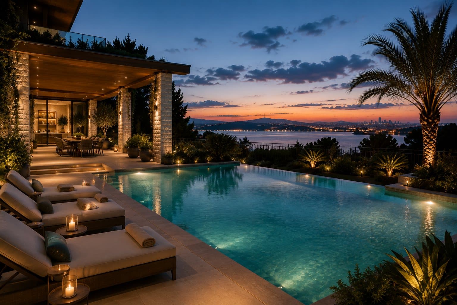 Pool deck with panoramic view