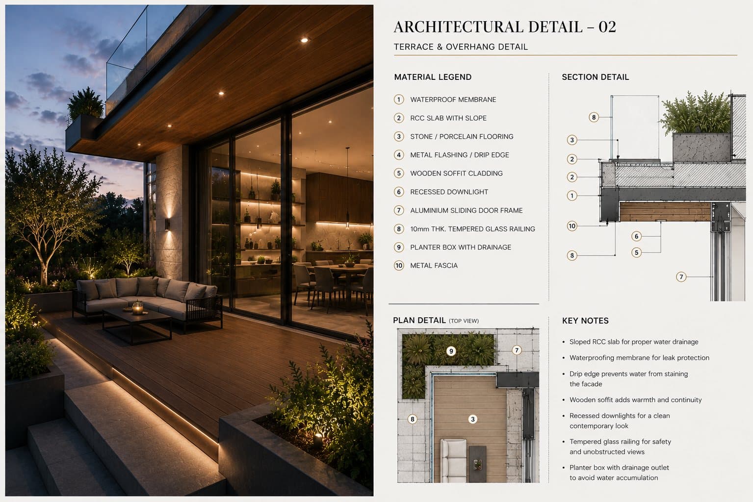 Architectural detail — structural overhang